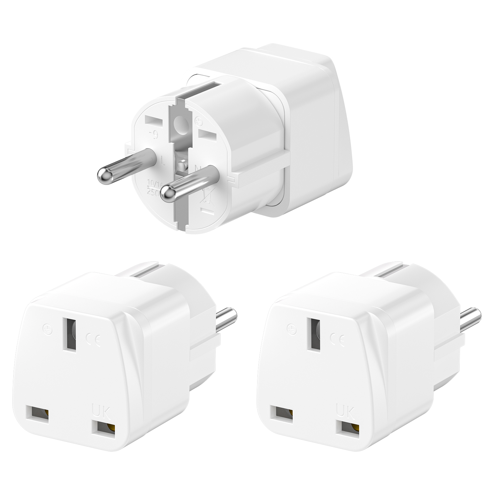Phone Accessories Uk - 3 個英国から EU プラグアダプターユーロトラベルアダプターコンバーターイギリスからドイツ/ヨーロッパ電気ソケット AC 電源壁充電器