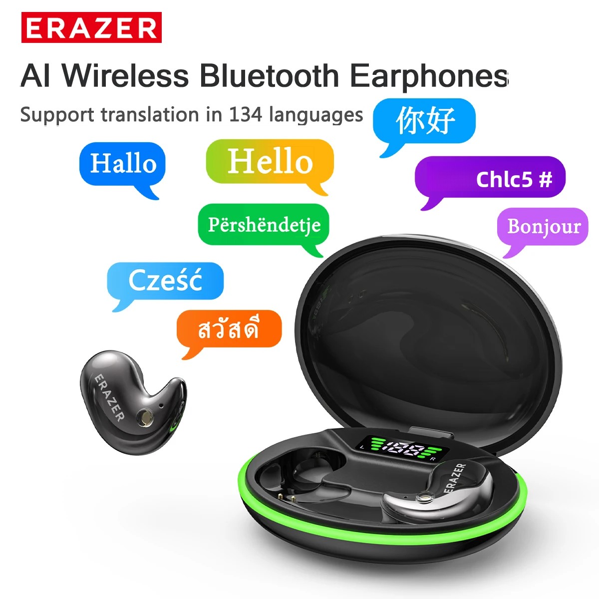 Wireless Earbuds Case - EARZER XF58 インイヤー型Bluetoothヘッドホン マイク付き 翻訳機能搭載イヤホン TWS