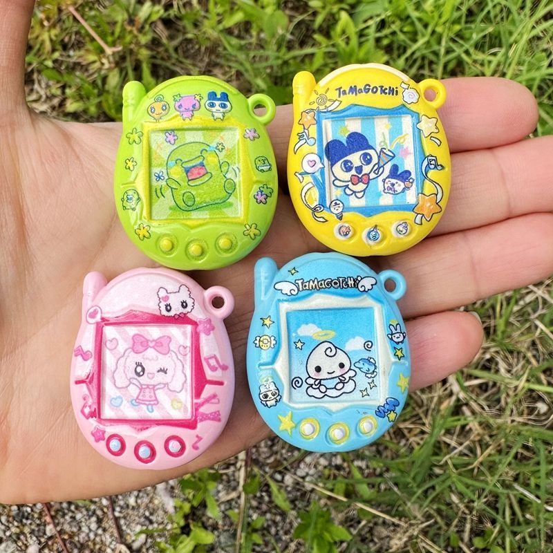 Phone Accessories And Electronics - たまごっち両面印刷ビーズDIY素材、焼付塗料漫画アーケードスルーホールビーズ携帯電話キーホルダーペンダント