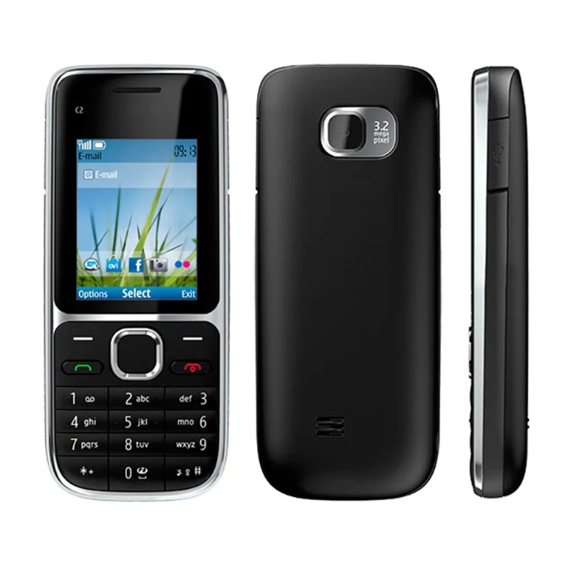 Phone Accessories Display - ノキアC2-01（再生品）、SIMロック解除済み、3.15MPカメラ搭載、3G対応、多言語（ロシア語、アラビア語、ヘブライ語）対応、携帯電話。