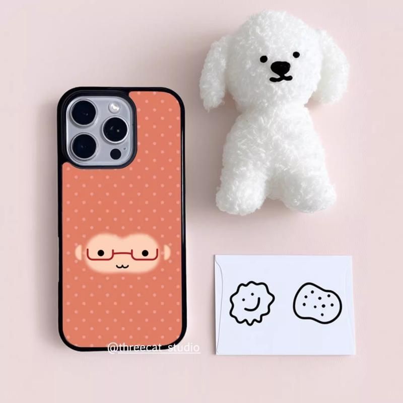 赤いメガネをかけた猿の顔と水玉模様のiPhoneケース iP - Phone Accessories Red のレビューと価格