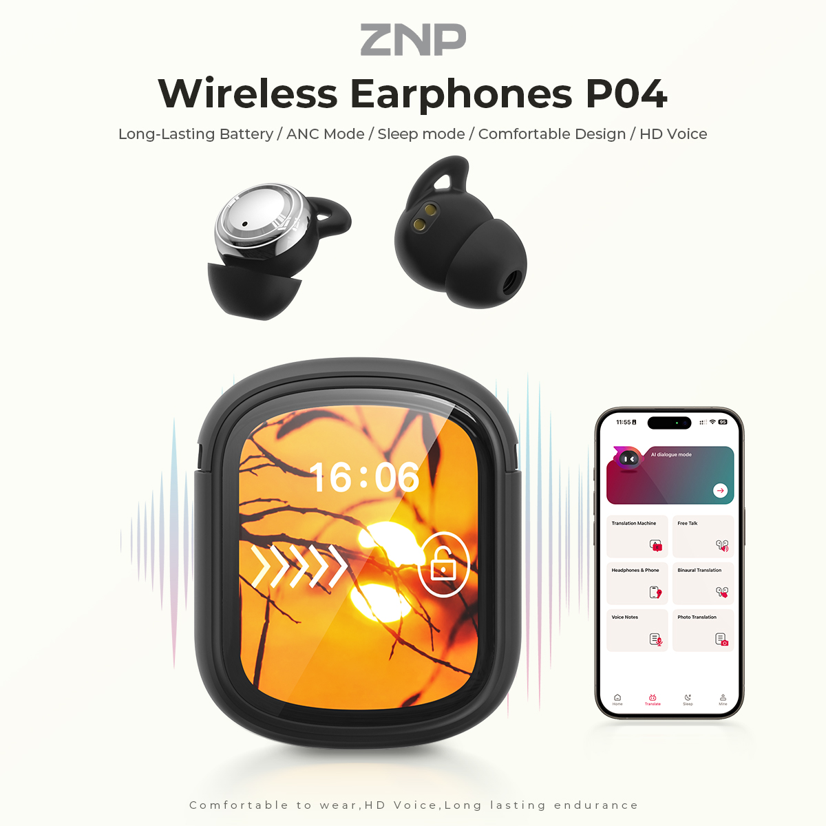 ZNP P04 睡眠補助イヤホン アクティブノイズキャンセリ - Wireless Earbuds Case のレビューと価格