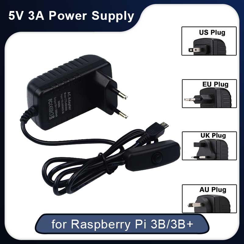 5V 3A ラズベリーパイ 3 モデル B+ 電源マイクロ  - Phone Accessories Uk のレビューと価格