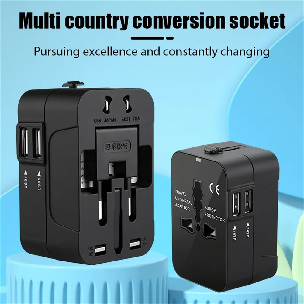 オールインワン万能国際プラグアダプター 2USBポート 1  - Phone Accessories Uk のレビューと価格